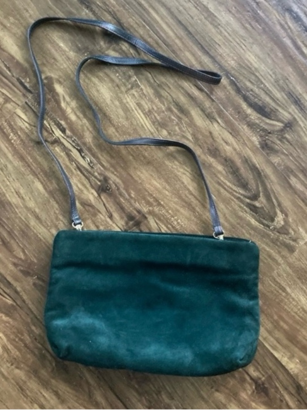 Deep Green Suede Crossbody Bag with Slim Strap